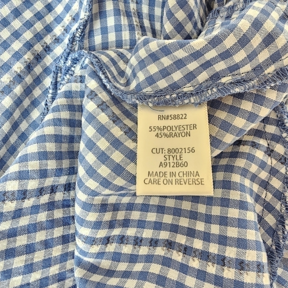 Max Studio Blue and White Gingham True Wrap Dress, Size Large - Picture 7 of 9